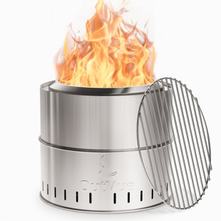 Smokeless Fire Pit with Grill & Bag, Stainless Steel Portable Smokeless Fire Pit