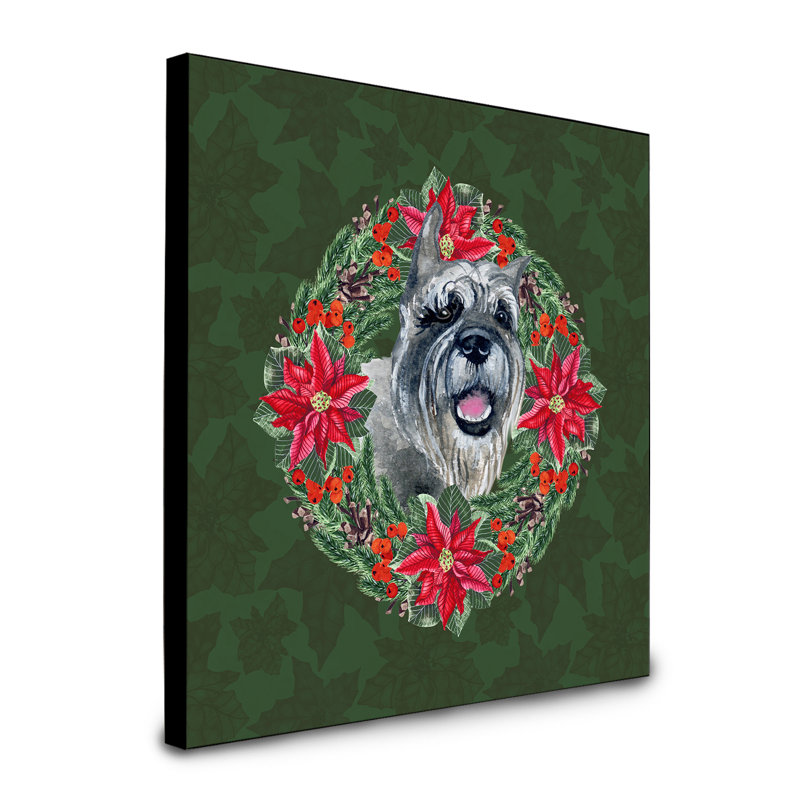 Panneau mural d’art à couronne poinsetta Fabrienne, Schnauzer