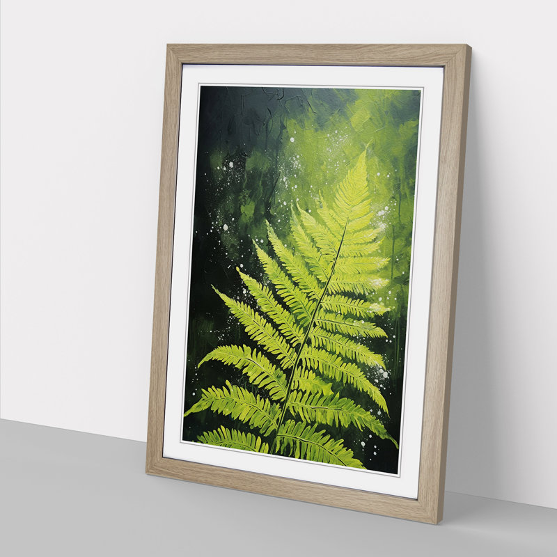 Fern Leaf Action Painting - Framed Print, Oak, 34cm H x 25cm W x 2cm D