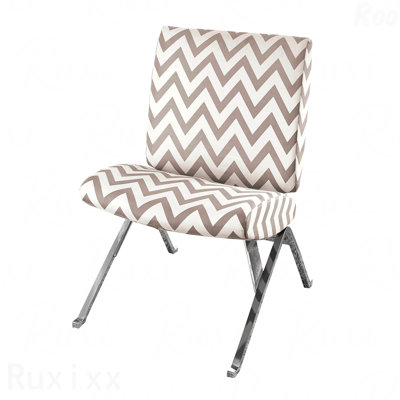Fauteuil d'appoint, sans accoudoirs, tissu recouvert de tissu, salon, chambre à coucher, tissu d'ameublement en tissu de bureau brun, métal chromé, style contemporain et moderne