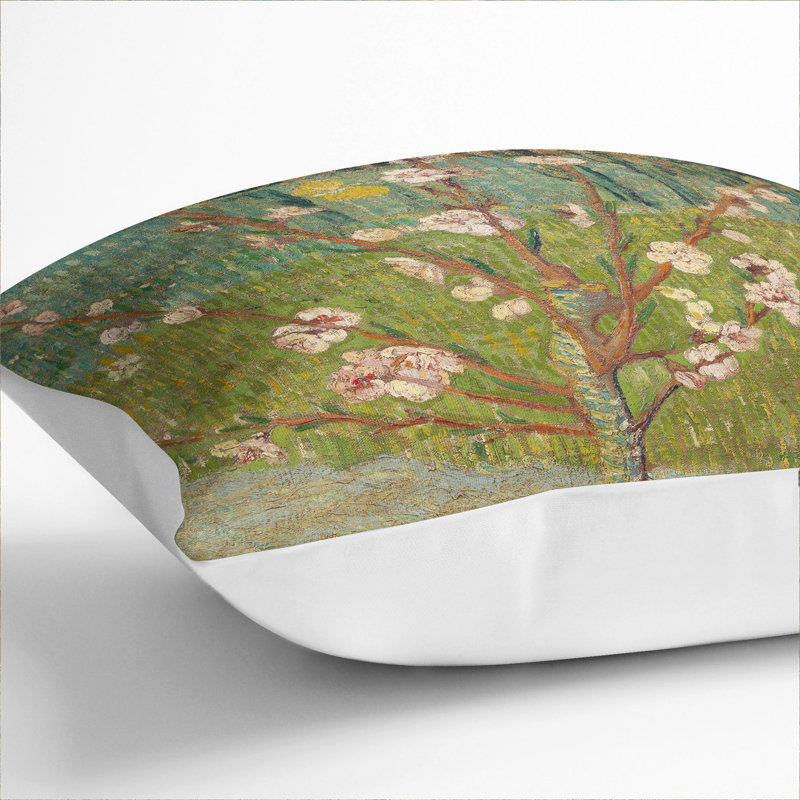Peach Tree In Blossom By Vincent Van Gogh Square Throw Cushion, 55cm H x 55cm W x 20cm D, White