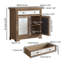 Rustic Vintage Accent Cabinet With Carved Floral Panels, Distressed Wood Sideboard With Drawer & Doors