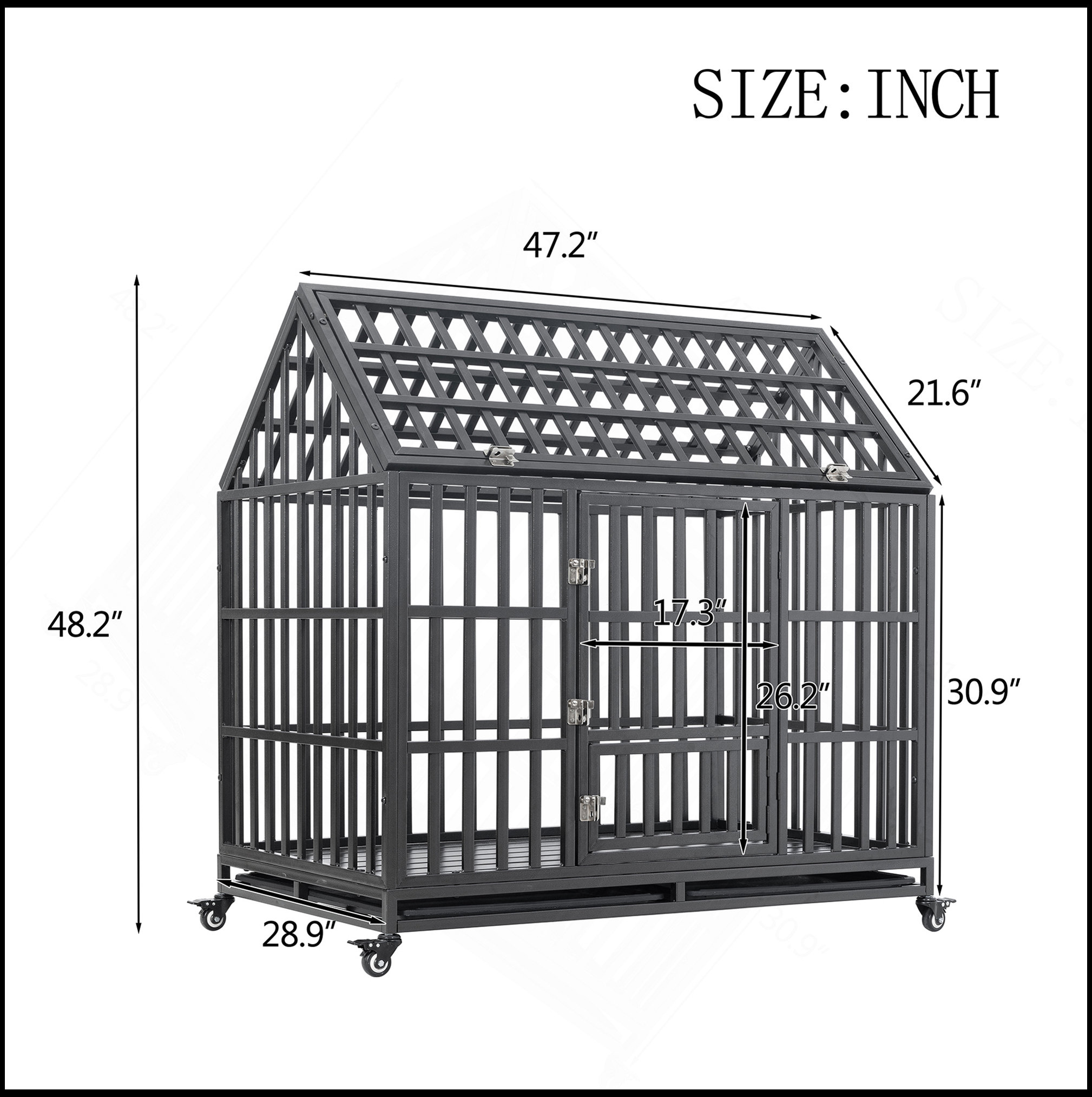 KUNMINGZHUHE Heavy Duty Dog Cage Pet Crate With Roof & Window On Roof ... - Rooftop Dog Crate Assembly