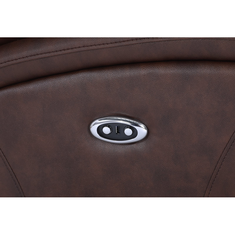 Lamiaa Faux Leather Power Recliner, Brown Faux Leather