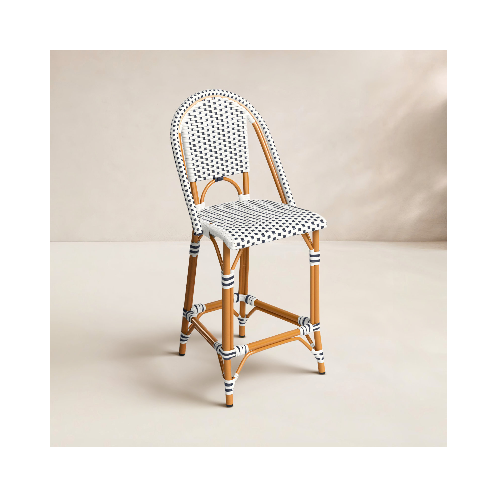 Kesa California 25" Patio Counter Stool, White/Navy