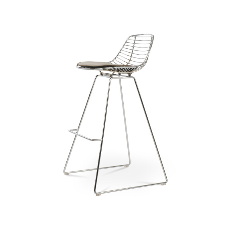 Tiger Mini Wire Stools, Bone, Chrome, Counter Stool (24” Seat Height)