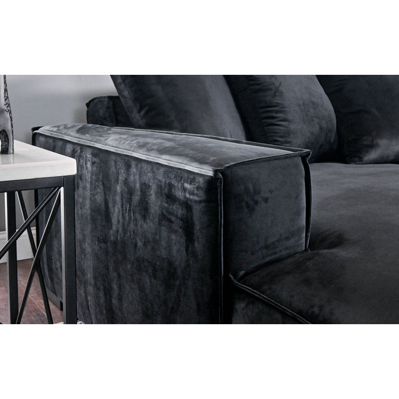 Madison Upholstered L-Shaped Sectional Left Hand Facing, Black