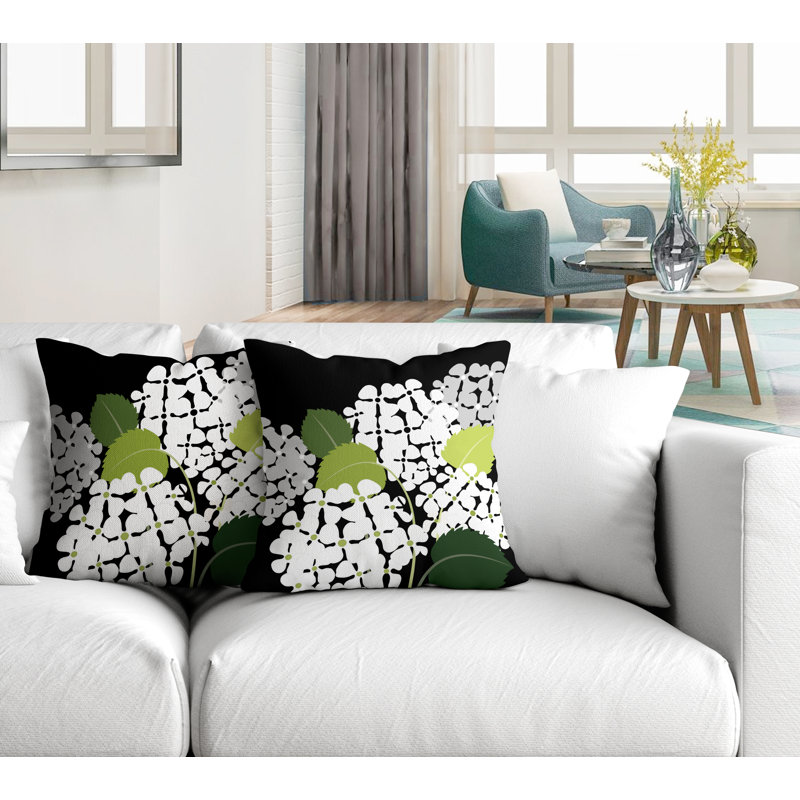 Housse et insert de coussin décoratif intérieur / extérieur en polyester / mélange de polyester, L 15 po x H 15 po, Noir