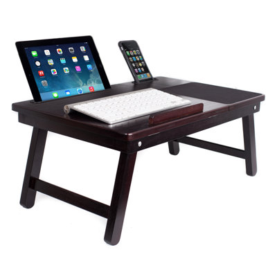 Plateau multi-tâches pour ordinateur portable Sofia + Sam - Bureau en bambou - Table pliante pour téléviseur - Tablette pour tablette pour téléphone intelligent - Étude de devoirs lecture Manger de la nourriture - Noyer