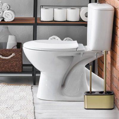 Toilet Brush And Plunger Set With Holder(Gold)