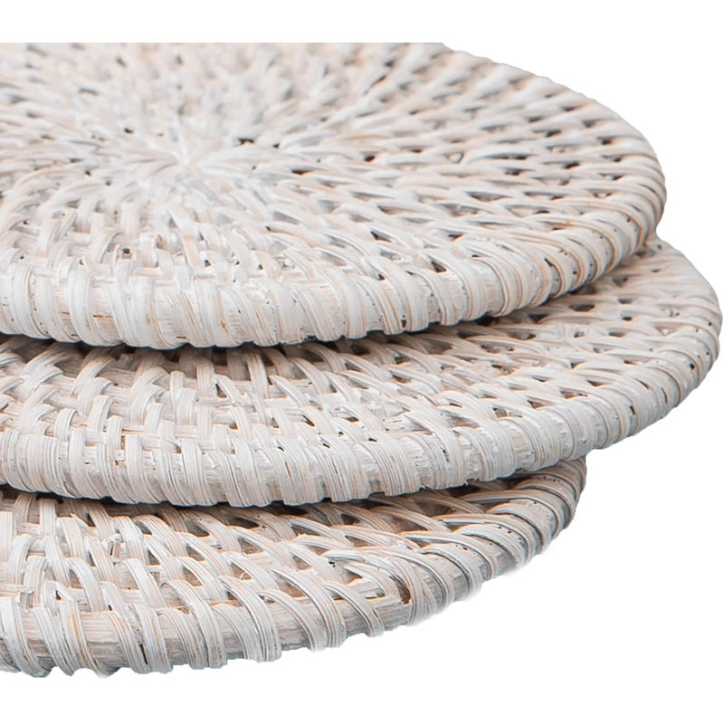 Handmade Natural Rattan Coasters - Round Straw Woven Trivet for Teacup