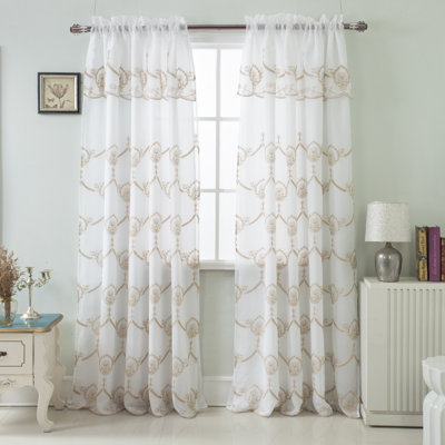 Chabier Sheer Window Curtain Panel with Attached Valance and Backing