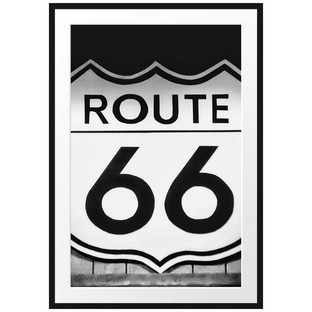 Gerahmtes Poster Modernes Route 66 Schild