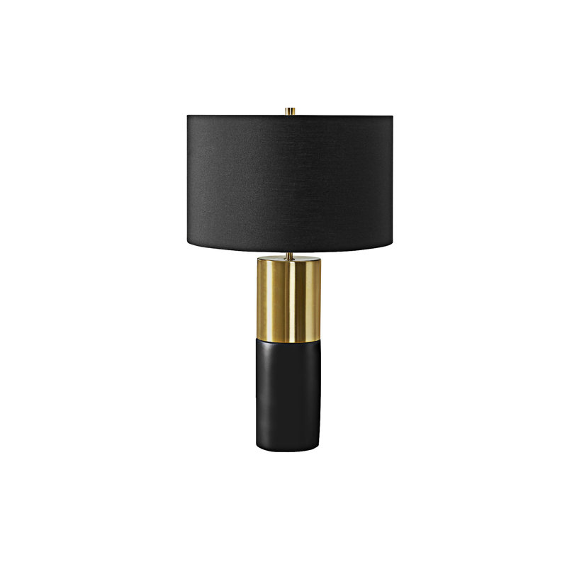 Lampe de table moderne en béton avec interrupteur rotatif à 3 voies et détails dorés élégants