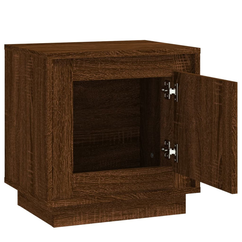 Shawntella 44cm W Manufactured Wood Bedside Table, Brown Oak