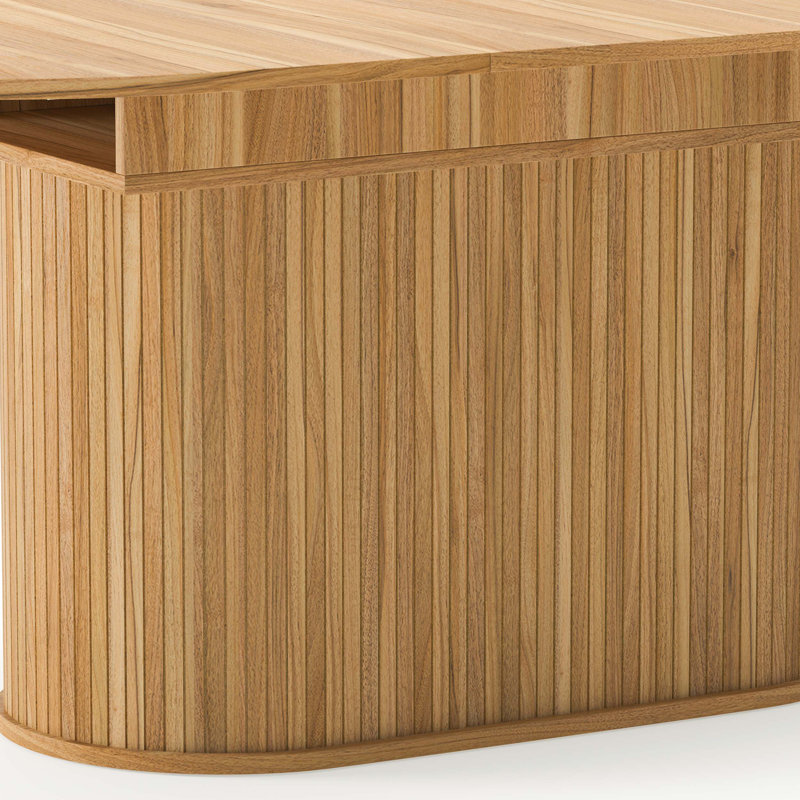 Table de salle à manger extensible de 55,11 po à 70,86 po avec pieds rayés pour le salon et la cuisine, Naturel