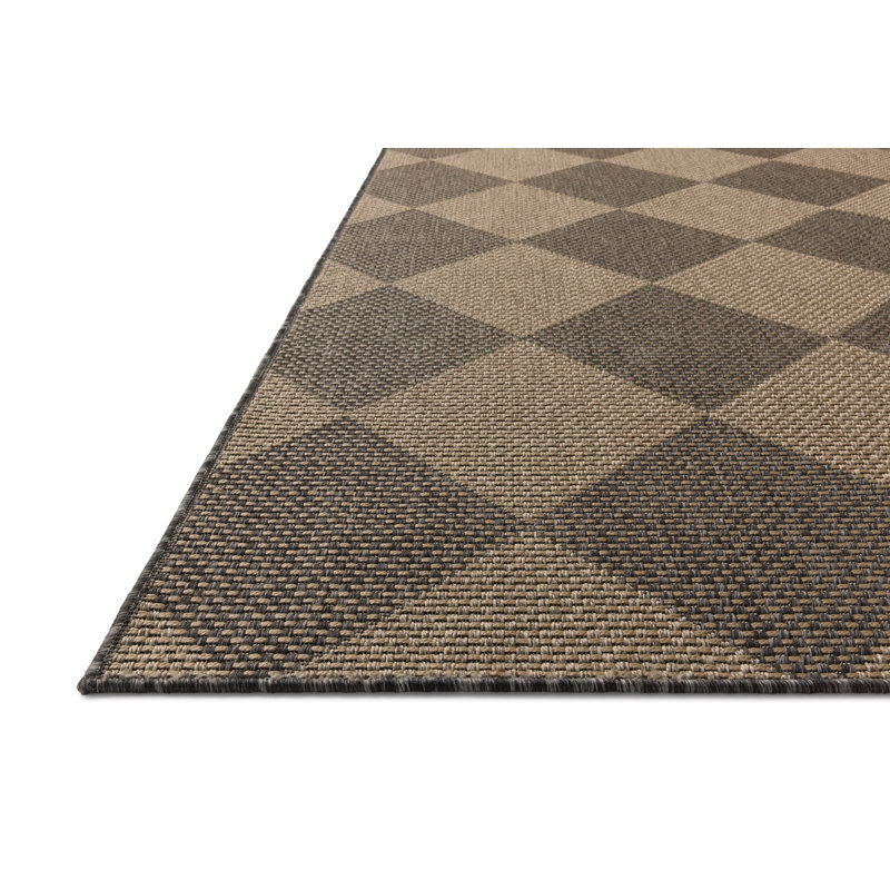 Graphite Sand Rectangular Synthetic Indoor/Outdoor Area Rug 7.6x10
