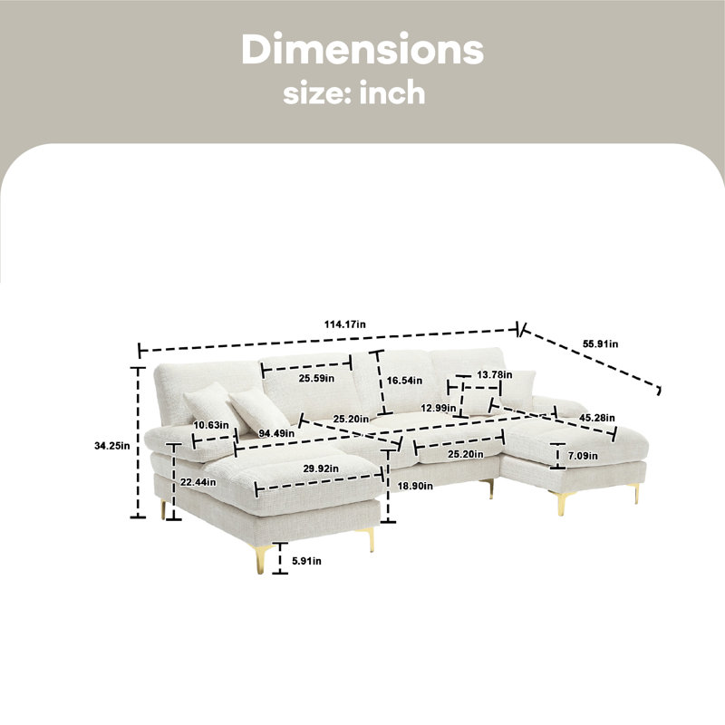Canapé modulaire 4 pièces Aadrian, Chenille beige