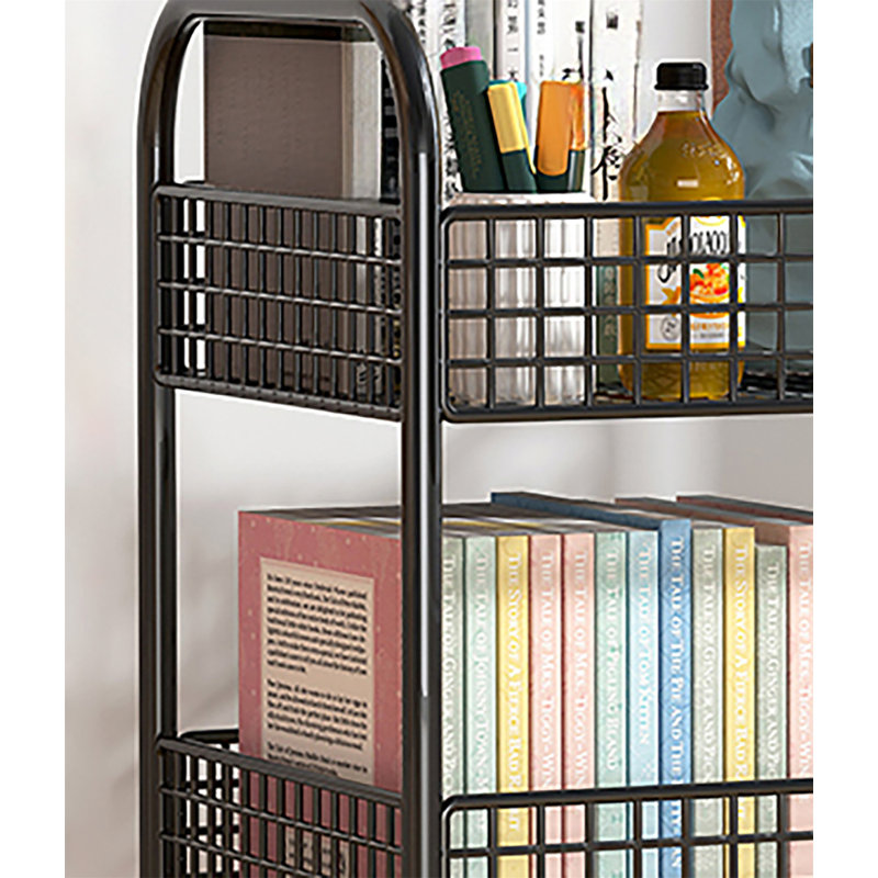 Nemuel 16.73'' H x 15.75'' W Book Cart with Wheels, Black