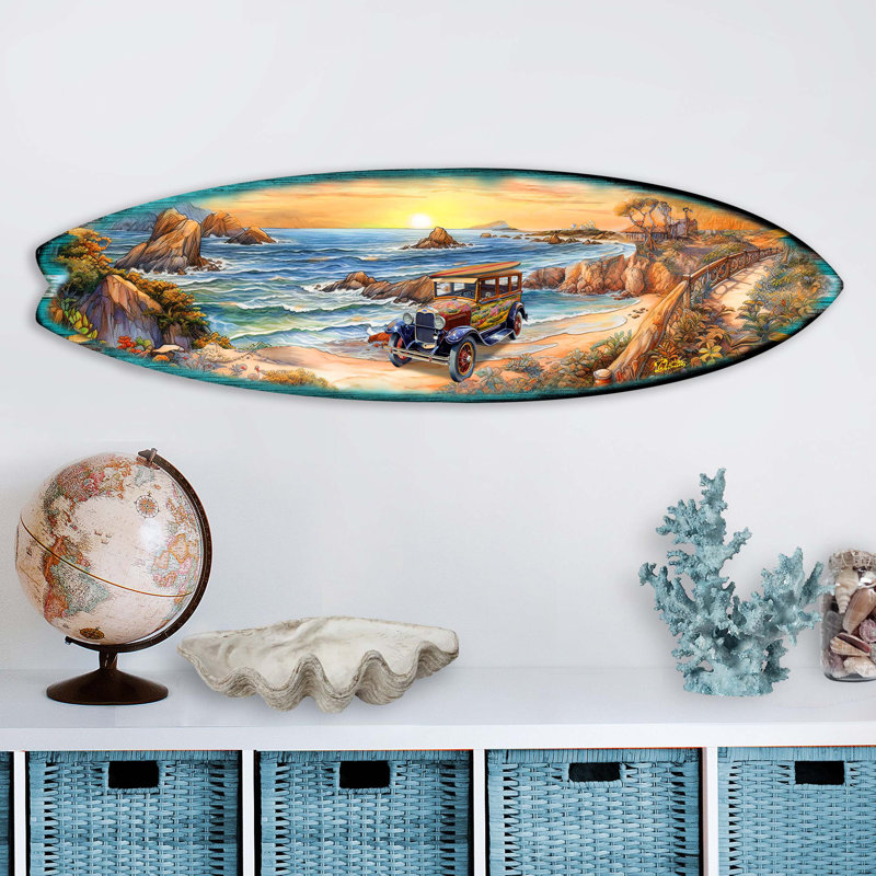 Décoration murale planche de surf, H 10 po x l 36 po x P 1 po