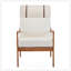 Fauteuil d'appoint Mid-Century moderne, structure en bois massif avec dossier haut, coussins rembourrés Boucle, conception ergonomique pour le salon et la chambre à coucher-130785006
