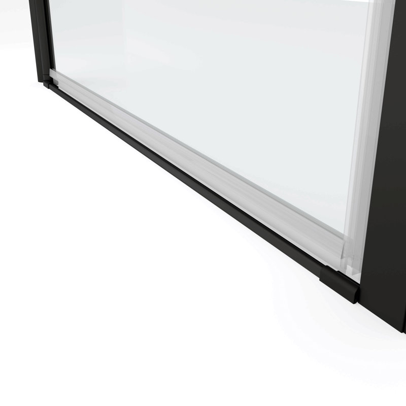 Adjustment,Universal Pivot Shower Door, Open Outside, With 1/4" Tempered Glass, Matte Black