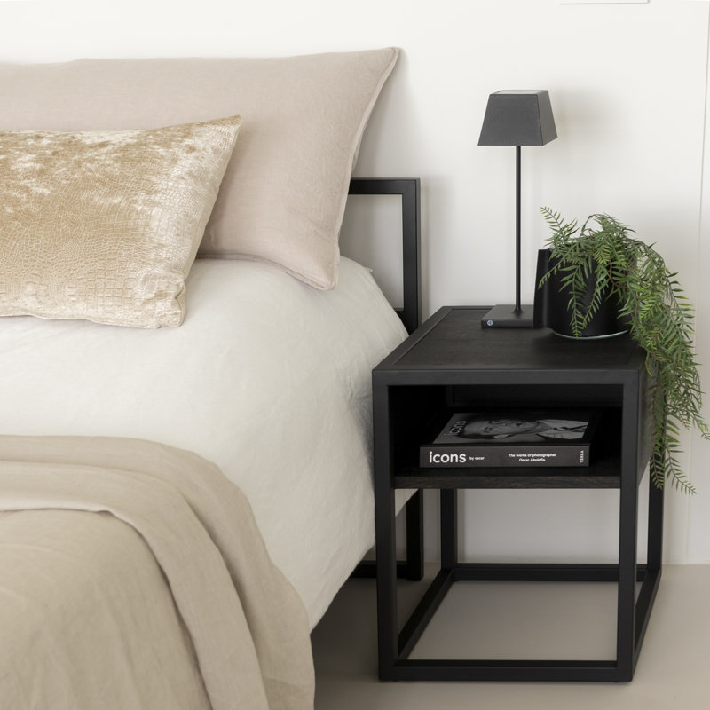 40cm W Steel Bedside Table, Black
