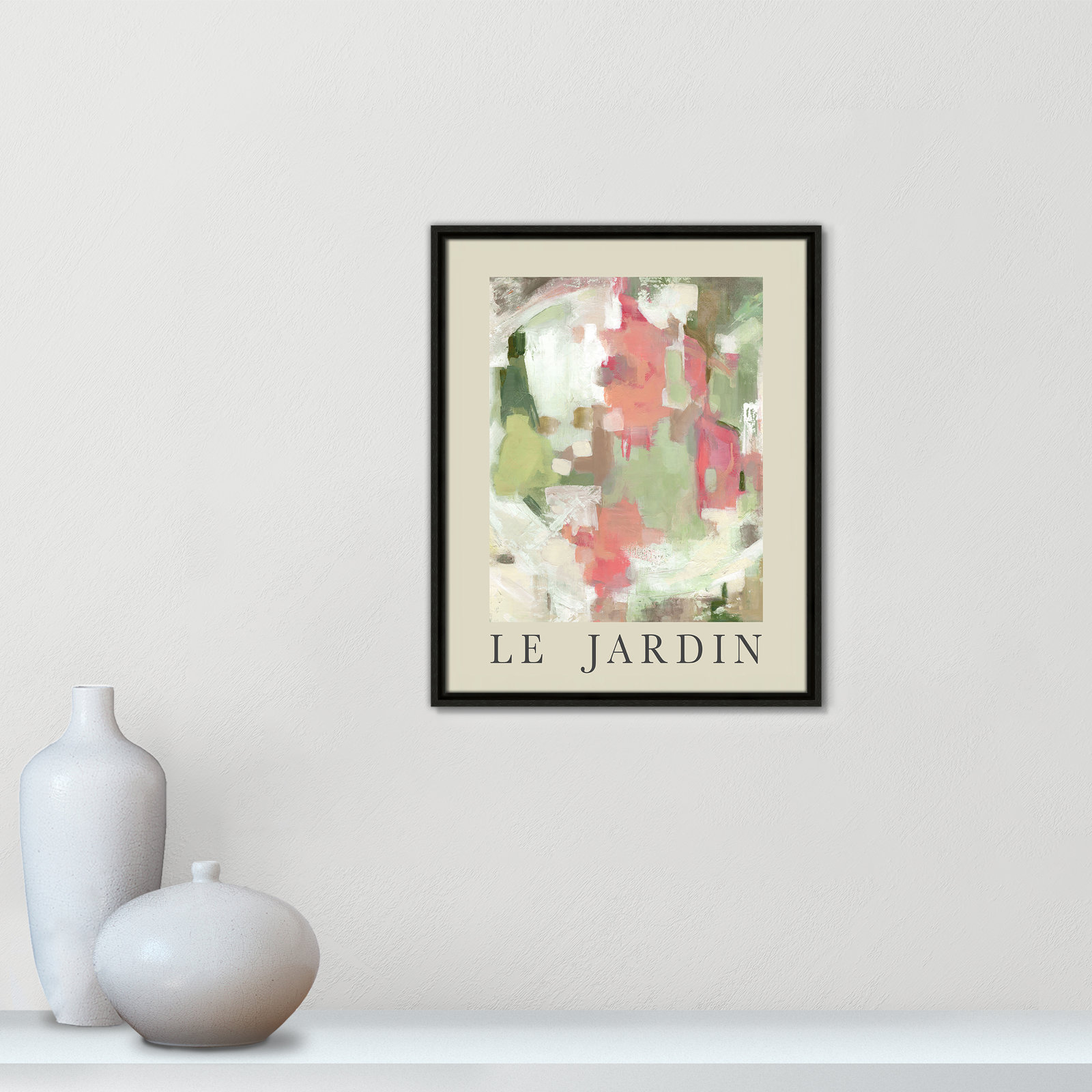 Botanical Poster Collection " Le Jardin " by Carol Robinson, Espresso Floater Frame, No, 21.5" H x 17.5" W x 2" D