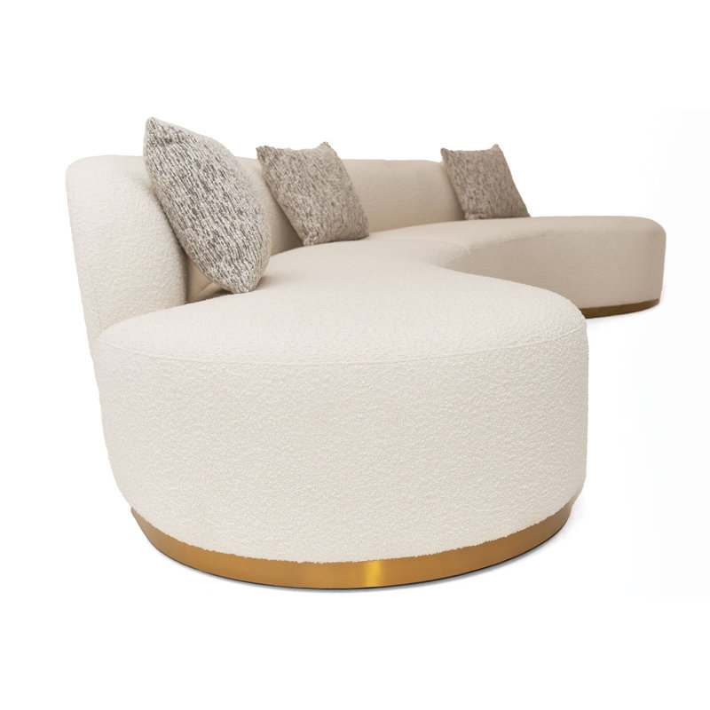Hughes Symmetrical Sectional Sofa, White Polyester