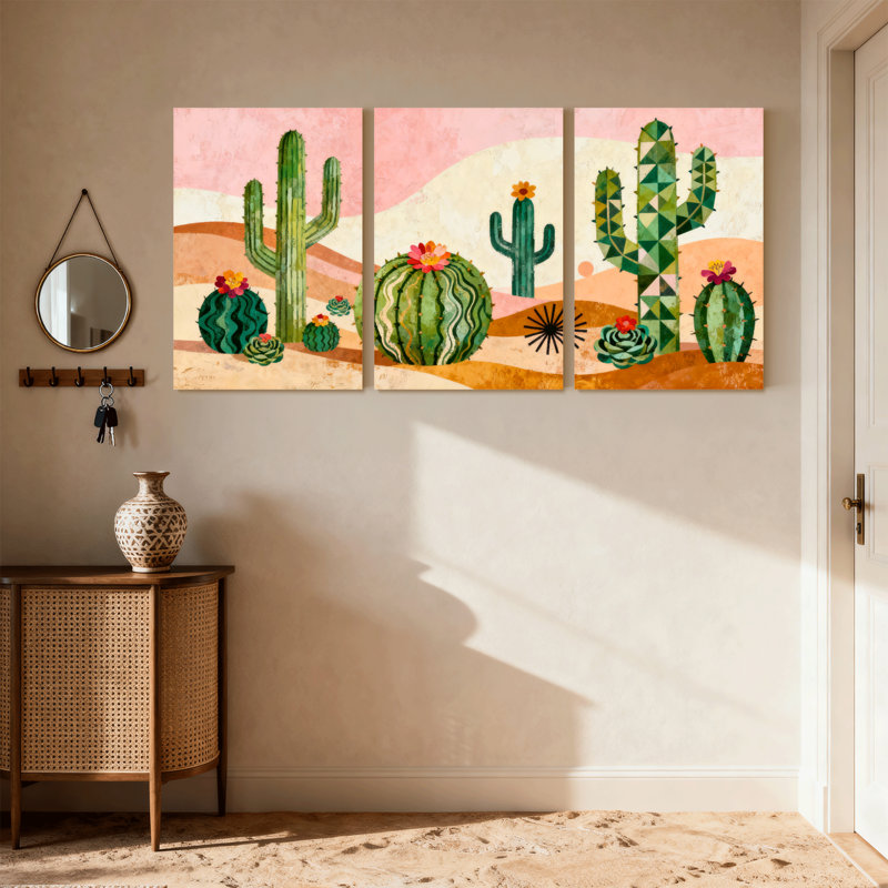 Cactus du désert, impression de paysage de cactus, ensemble de 3 impressions sur toile, H 18 po x l 36 po