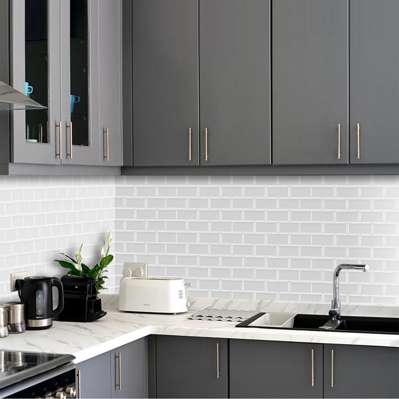 30.5cm W x 30.5cm L Polyurethane (PU) Peel and Stick Wall Decals, White