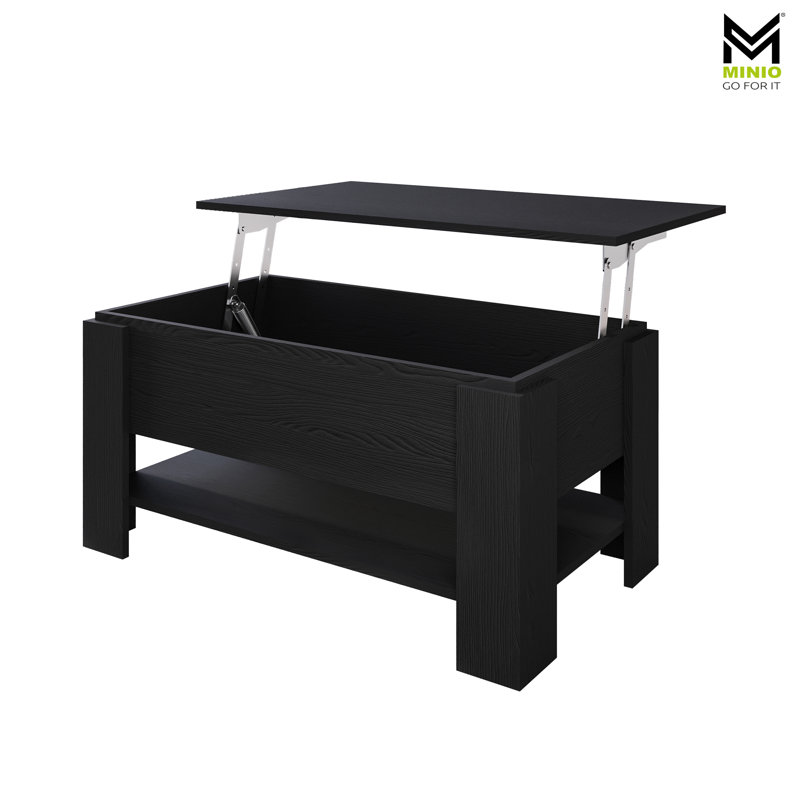 Cazadero Lift Top Four Leg Coffee Table with Storage, Black