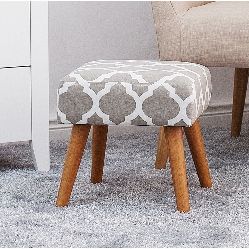 Casias 35cm Wide Square Geometric Standard Ottoman, Grey
