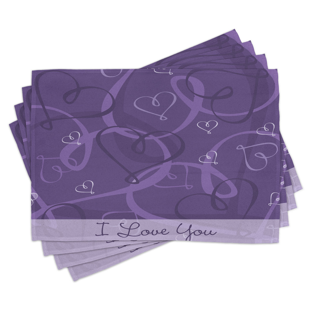 Platzdeckchen 4er-Set, Indigo Purple Hearts, Aubergine Purple