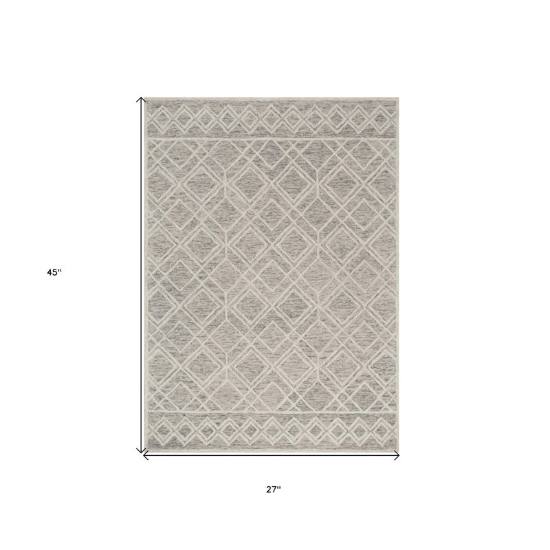 Sand Wool Geometric Hand Tufted Area Rug, Rectangle 2'3" x 3'9"