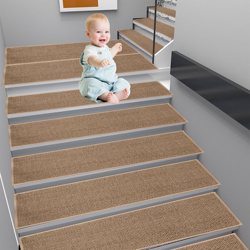 4 pièces de tapis d'escalier antidérapants pour marches en bois, Brown