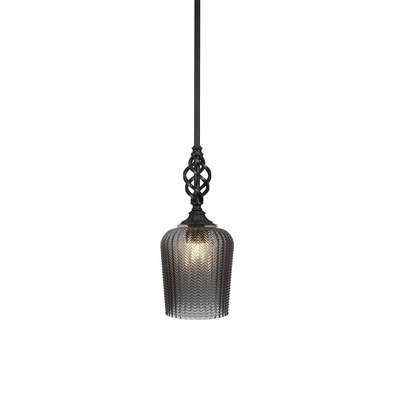 Eleganté Stem Hung Mini Pendant, 16.5" H x 9" W x 9" D, Black