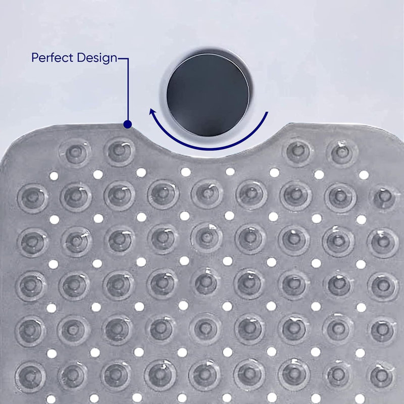 Aspire Homeware Non-Slip Polypropylene Shower Mat with Extra-Thick Suction Cups, Grey, Runner (100cm L x 40cm W)