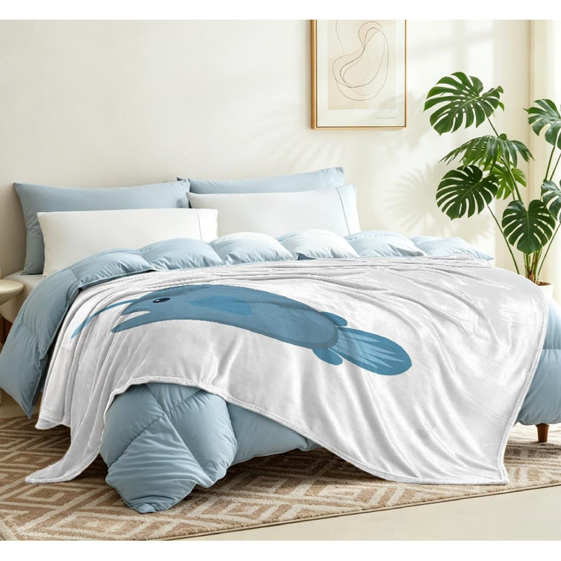 Jeté en molleton transparent ultra doux en flanelle, imprimé de poissons de mer océan nature, Throw 50" x 60"