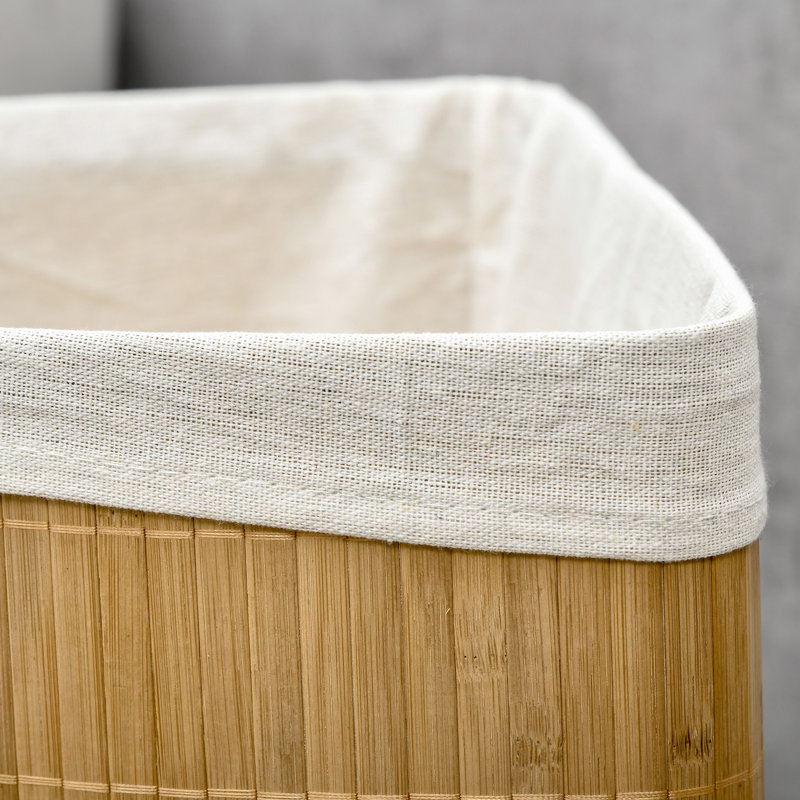  55L Bamboo Corner Laundry Hamper Bamboo Laundry Basket 38x38x57cm Natural, Natural