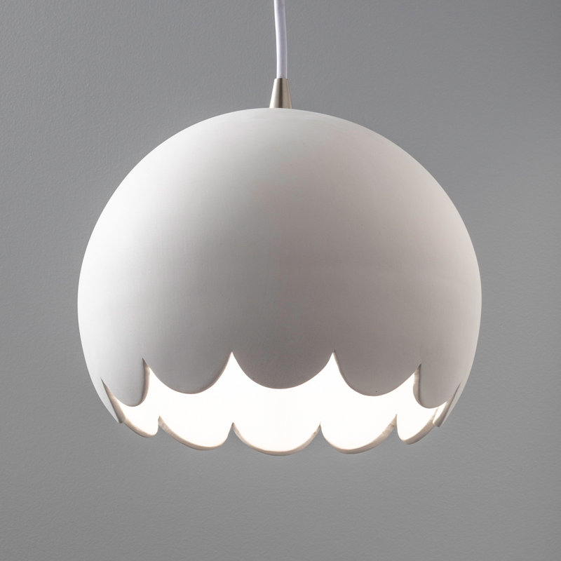 Cerra 1 - Light Scallop Pendant, Bisque, Brushed Nickel