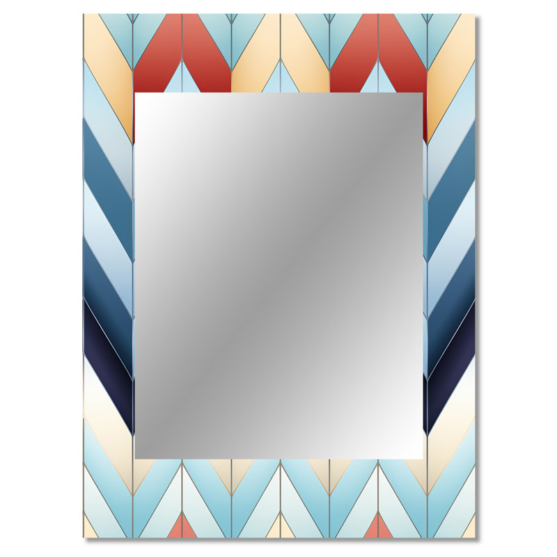 Geometric Harmony Chevron Pattern - chevron  Large Mirror, Chevron Unique Wall Mirror Decor, Printed Metal Art, 40" x 30"