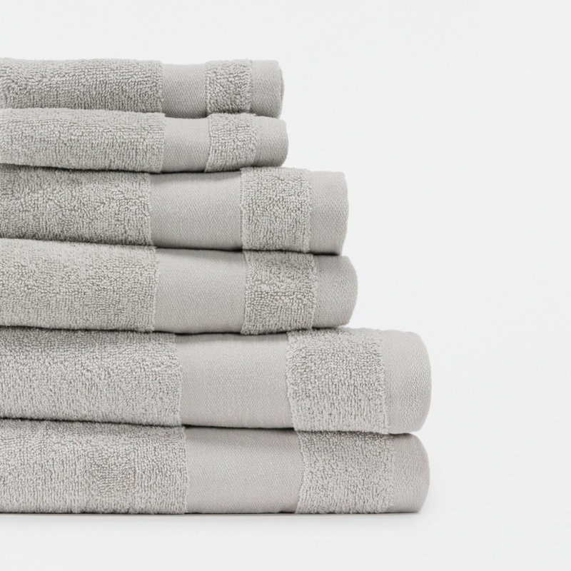 Berner 6-Piece 100% Cotton Midweight Multi-Size Towel Set, Light Gray