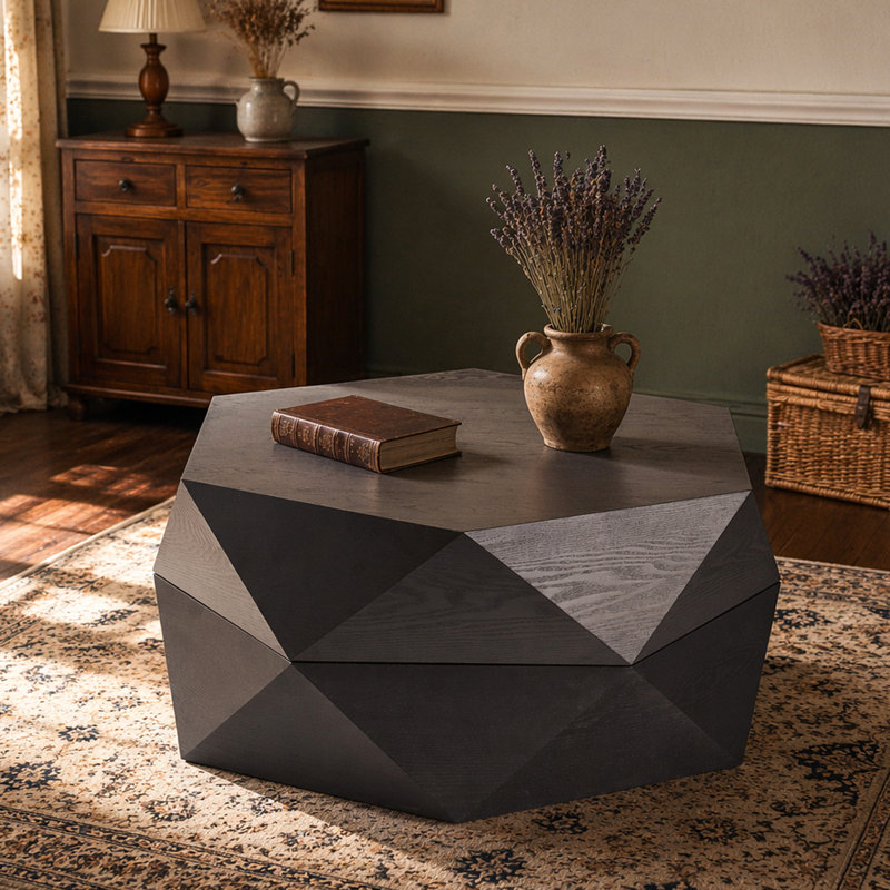Table basse à plateau rabattable rétro avec rangement caché, idéale pour le salon, la chambre à coucher et le bureau, Noir