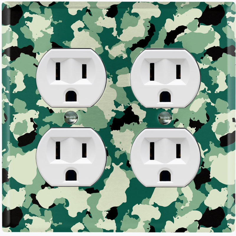 Green Camouflage 2-Gang Duplex Outlet Wall Plate