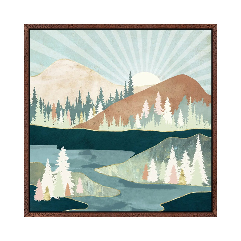 Autumn Sun - Print on Canvas, Classic Brown Wood Framed, 45.72 cm H x 45.72 cm W