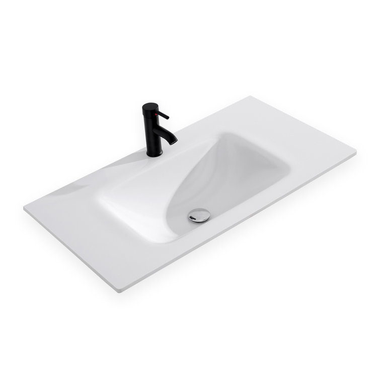 35.43" Modern Integrated Sink With Rock Panel Smooth Countertop No Faucet