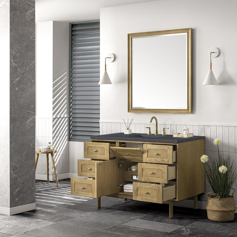 Laurent 48'' W Single Vanity, Parisien Bleu, 8" Widespread, Honey Brown