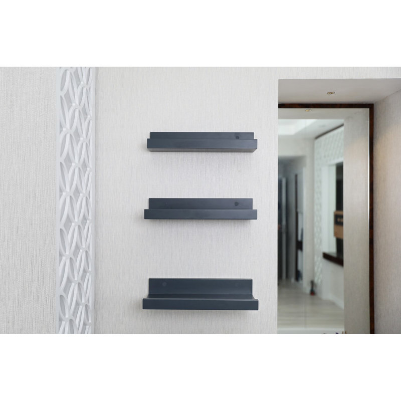 Ensemble de 3 tablettes murales flottantes en bois, SHG, gris