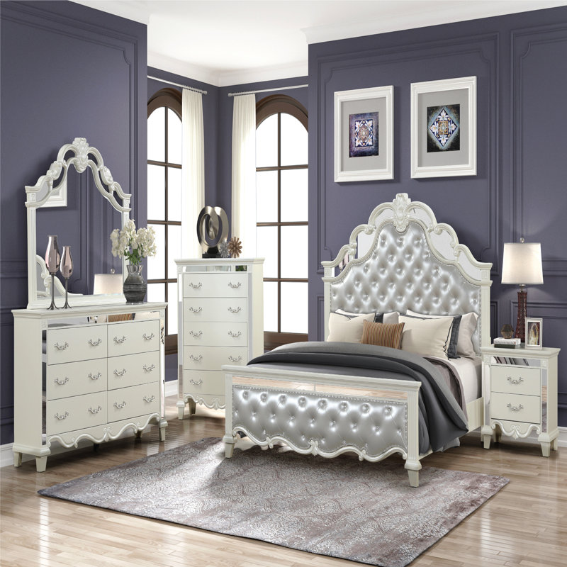 Commode à miroir avec cadre en bois